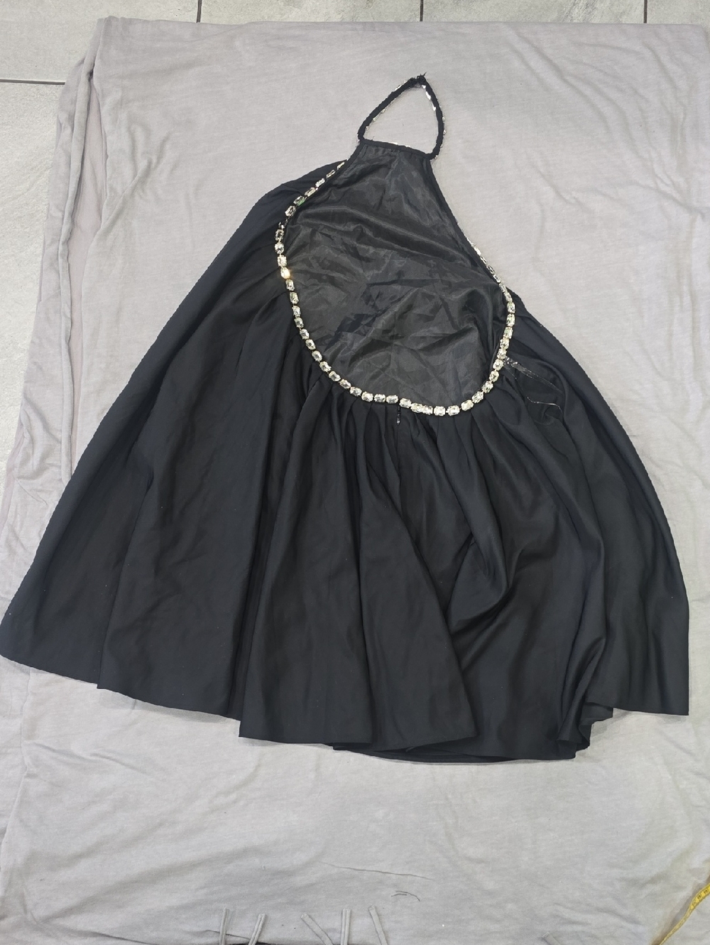 Black Halter Dress with Beaded Trim